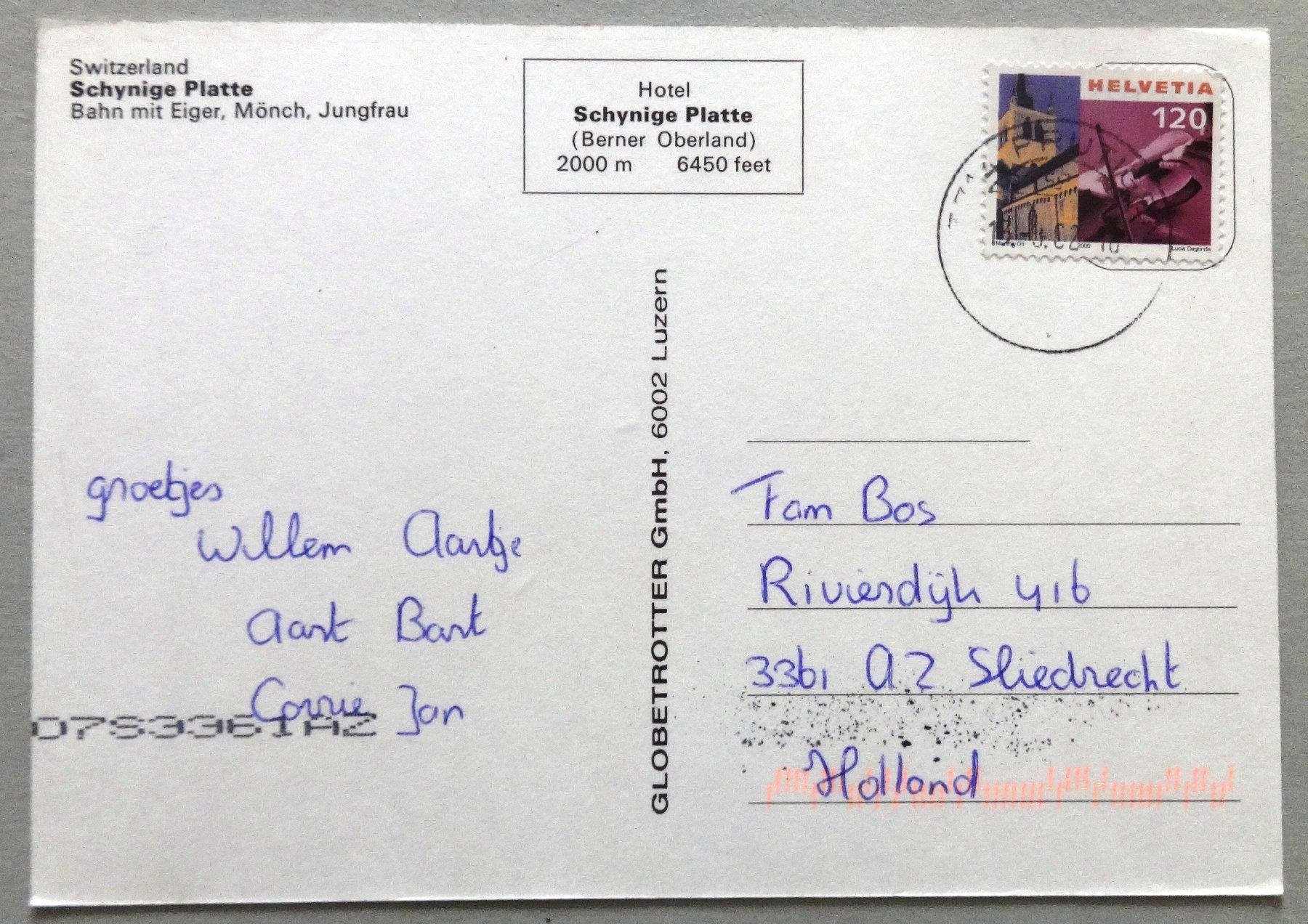 Cartoline postali: Schynige Platte, Bahn mit Eiger, Mönch, Jungfrau – Usato da Fétigny venduto da Billy2miny 1